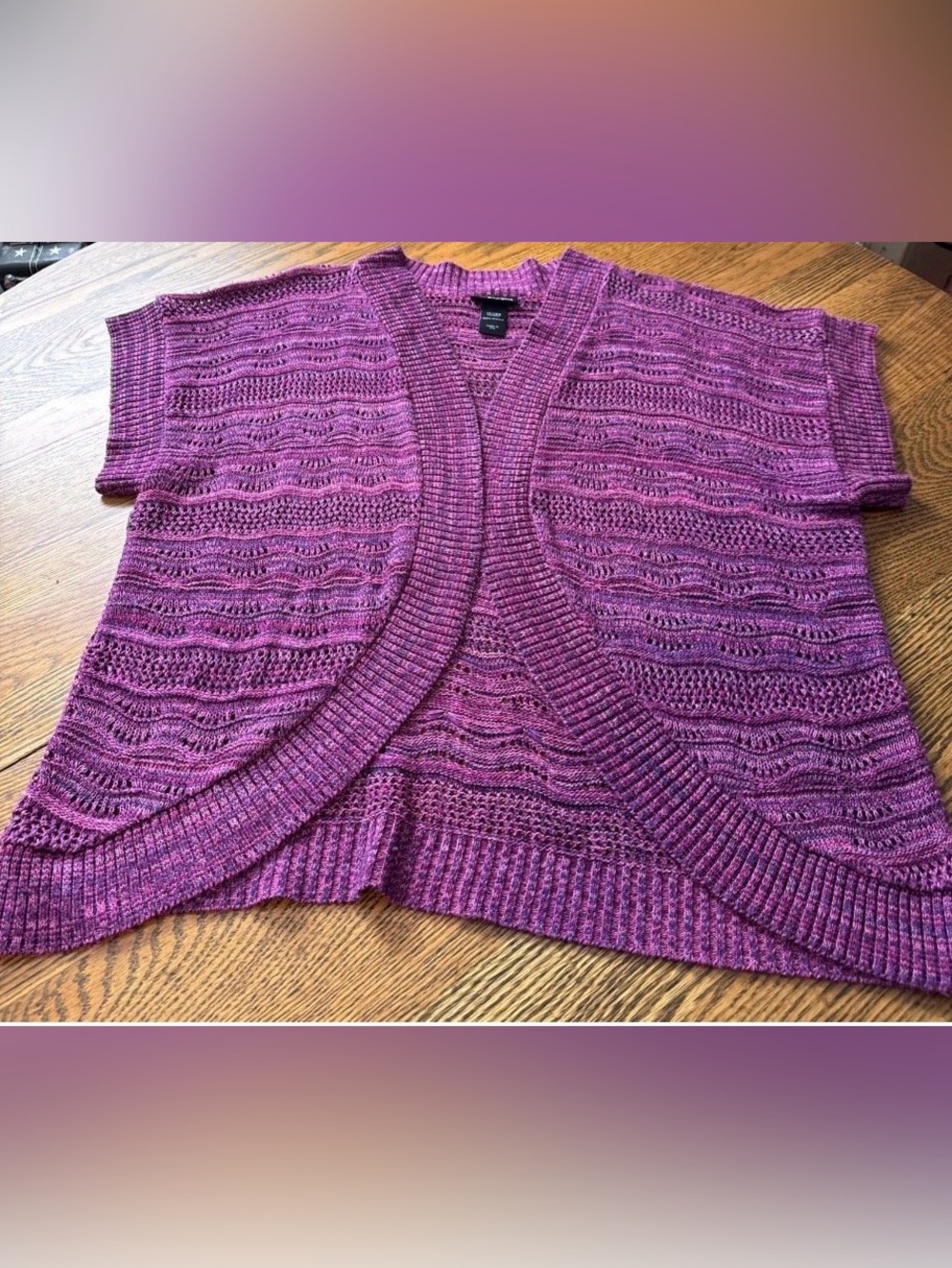Lane Bryant Purple Open-Front Knit Cardigan